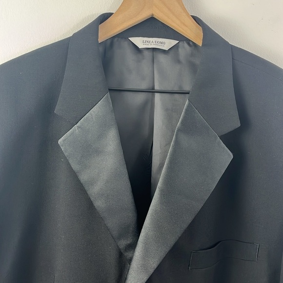 Linea Uomo Wool Tuxedo Formal Black Satin Trim Blazer Jacket Mens Size 48 XL - Picture 10 of 14